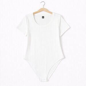 SHEIN | NWOT | Cream Ribbed Short Sleeve Bodysuit – Women's Size 3XL